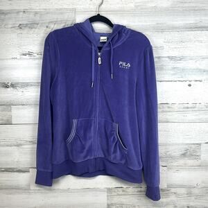 Fila Sport Soft Velour Velvet Full Zip Hoodie Women’s Size Large